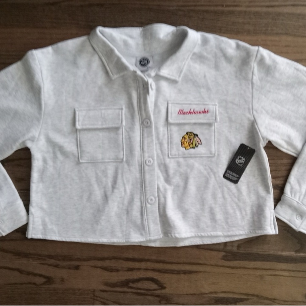 NHL Gray Blackhawks Button-Up Jacket
